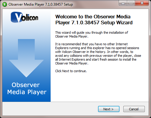 Figure: Observer Media Player Setup Wizard